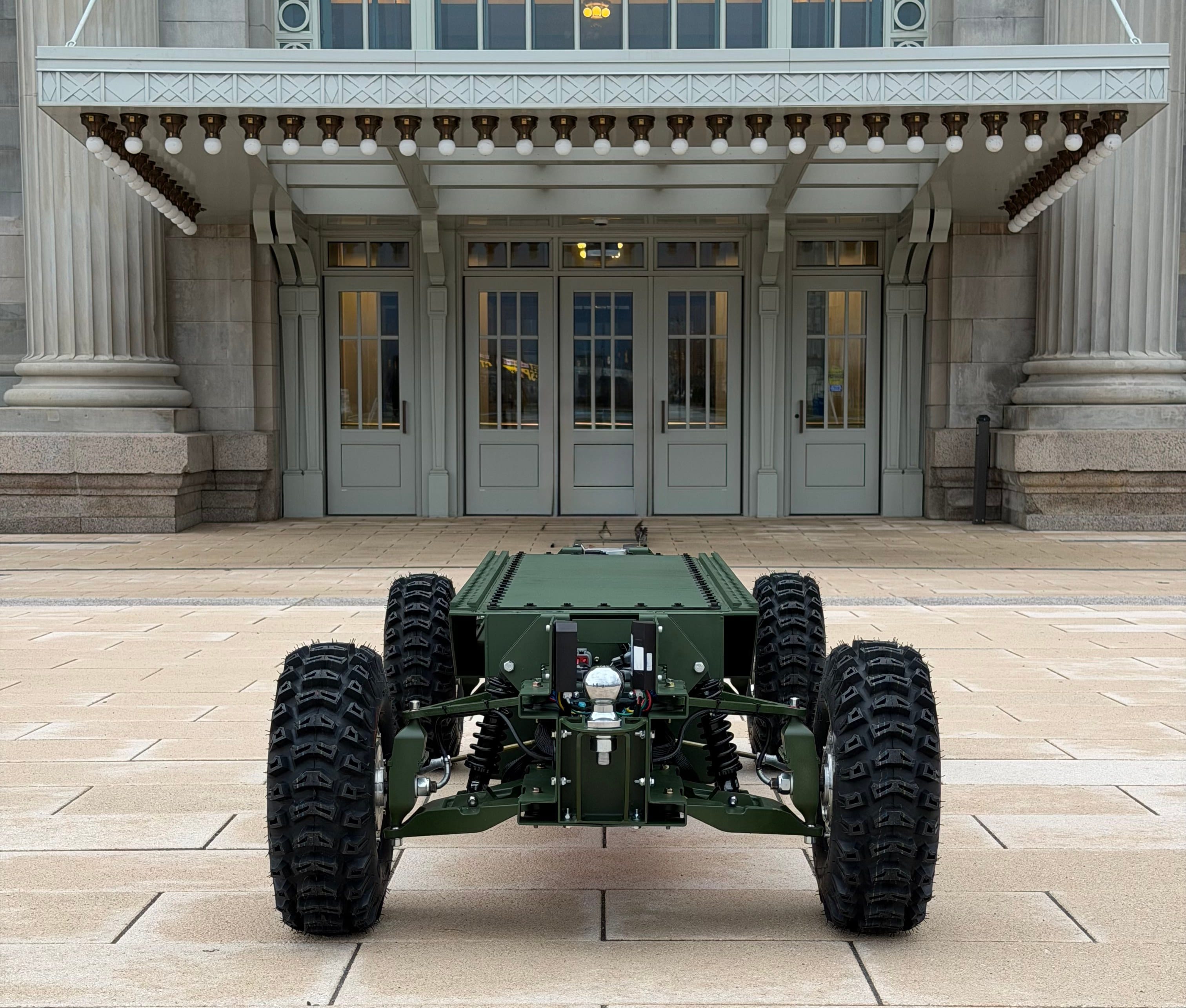 Ghostrunner — front view, building entrance